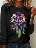 Lässig Schmetterling Rundhals Langarm T-Shirt
