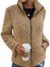 Damen Unifarben Sherpa-Jacke Reißverschluss verdicken Weit Teddy Jacke