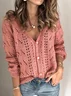 Hemdkragen Langarm Unifarben Regelmäßig Weit Bluse für Damen