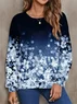 Lässig Rundhals Geblümt Sweatshirt
