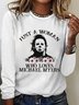 Lässig Buchstabenmuster Rundhals Langarm T-Shirt