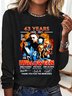Lässig Buchstabenmuster Rundhals Langarm T-Shirt