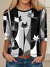 Lässig Katze Rundhals Langarm T-Shirt