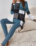 Damen Geometrisch Rundhals Langarm Bequem Lässig Bluse mit Hose Zweiteiliges Set