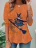Lässig Halloween Rundhals Langarm T-Shirt