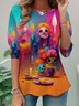 Lässig Halloween Rundhals Langarm T-Shirt