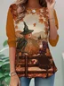 Lässig Halloween Rundhals Langarm T-Shirt
