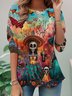 Lässig Halloween Rundhals Langarm T-Shirt