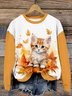 Lässig Rundhals Katze Sweatshirt