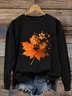 Lässig Rundhals Ahornblatt Sweatshirt