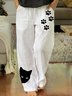 Lässig Katze Lang Tasche Patchwork Hose