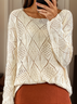 Damen Wolle/Stricken Unifarben Langarm Bequem Lässig Pullover