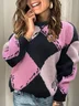 Damen Garn/Wollgarn Geometrisch Langarm Bequem Lässig Pullover