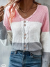 Damen Garn/Wollgarn Gestreift Langarm Bequem Lässig Pullover