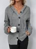 Damen Garn/Wollgarn Unifarben Langarm Bequem Lässig Schnalle Strickjacke