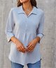 Schalkragen Langarm Unifarben Regelmäßig Weit Bluse für Damen