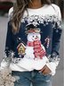 Lässig Rundhals Weihnachtsschneemann Sweatshirt