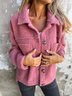 Damen Unifarben verdicken Weit Jacke