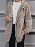 Damen Unifarben Schwer Weit Teddy Jacke