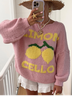 Damen Wolle/Stricken Farbblock Langarm Bequem Lässig Strickjacke