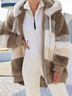 Damen Farbblock Regelmäßig Weit Jacke