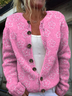 Damen Gestrickt Geblümt Langarm Bequem Lässig Strickjacke