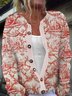 Damen 3d Drucken Langarm Bequem Lässig Geknöpft Strickjacke