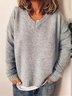 Damen Garn/Wollgarn Unifarben Langarm Bequem Lässig Pullover