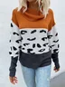 Damen Garn/Wollgarn Gestreift Langarm Bequem Lässig Pullover