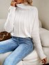 Damen Garn/Wollgarn Unifarben Langarm Bequem Lässig Pullover