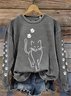 Lässig Rundhals Gestreift Sweatshirt
