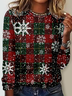 Lässig Weihnachten Rundhals Langarm T-Shirt