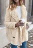 Damen Unifarben Flanelljacke Schwer Weit Teddy Jacke