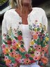Damen Gestrickt Geblümt Langarm Bequem Retro Strickjacke