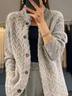 Damen Wolle/Stricken Unifarben Langarm Bequem Lässig Strickjacke