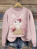 Damen Gestrickt Ahornblatt Langarm Bequem Lässig Pullover