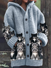 Damen Wolle/Stricken Katze Langarm Bequem Lässig Strickjacke