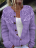 Damen Gestrickt Ahornblatt Langarm Bequem Lässig Pullover