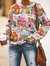 Lässig Rundhals Weihnachten Sweatshirt Reißverschluss