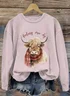 Lässig Rundhals Tier Sweatshirt