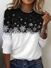 Lässig Schneeflocke Rundhals Langarm T-Shirt