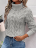 Damen Unifarben Langarm Bequem Lässig Pullover