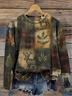 Retro Rundhals Kariert Sweatshirt