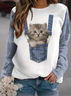 Lässig Rundhals Geblümt Sweatshirt