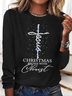 Lässig Weihnachten Rundhals Langarm T-Shirt
