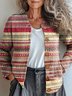 Damen Garn/Wollgarn Gestreift Langarm Bequem Böhmisch Strickjacke