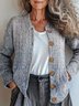 Damen Gestrickt Paisley Langarm Bequem Retro Strickjacke