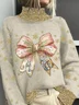 Lässig Rollkragen Schmetterling Sweatshirt