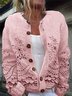 Damen Gestrickt 3d Drucken Langarm Bequem Lässig Strickjacke