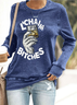 Lässig Rundhals Textbriefe Sweatshirt